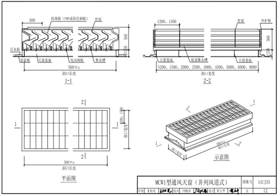 MCW1型薄型通風天窗結構示意圖