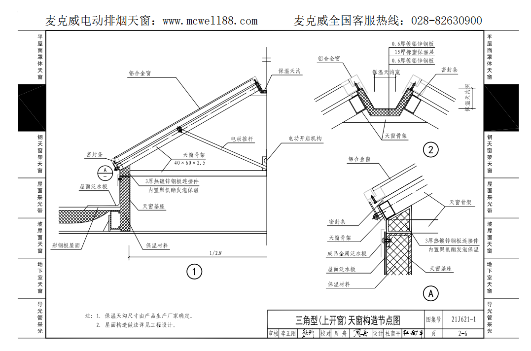 三角型(上開窗)天窗構(gòu)造節(jié)點圖